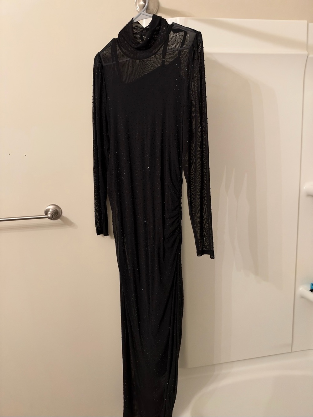 Motherhood Black Sparkle Long-Sleeve Turtleneck Dress
